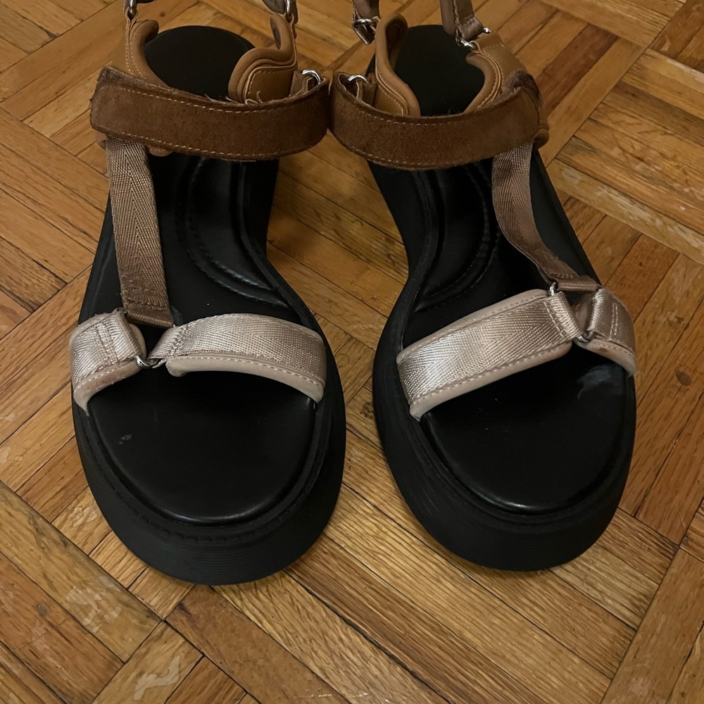Women's Black and Brown Sandals